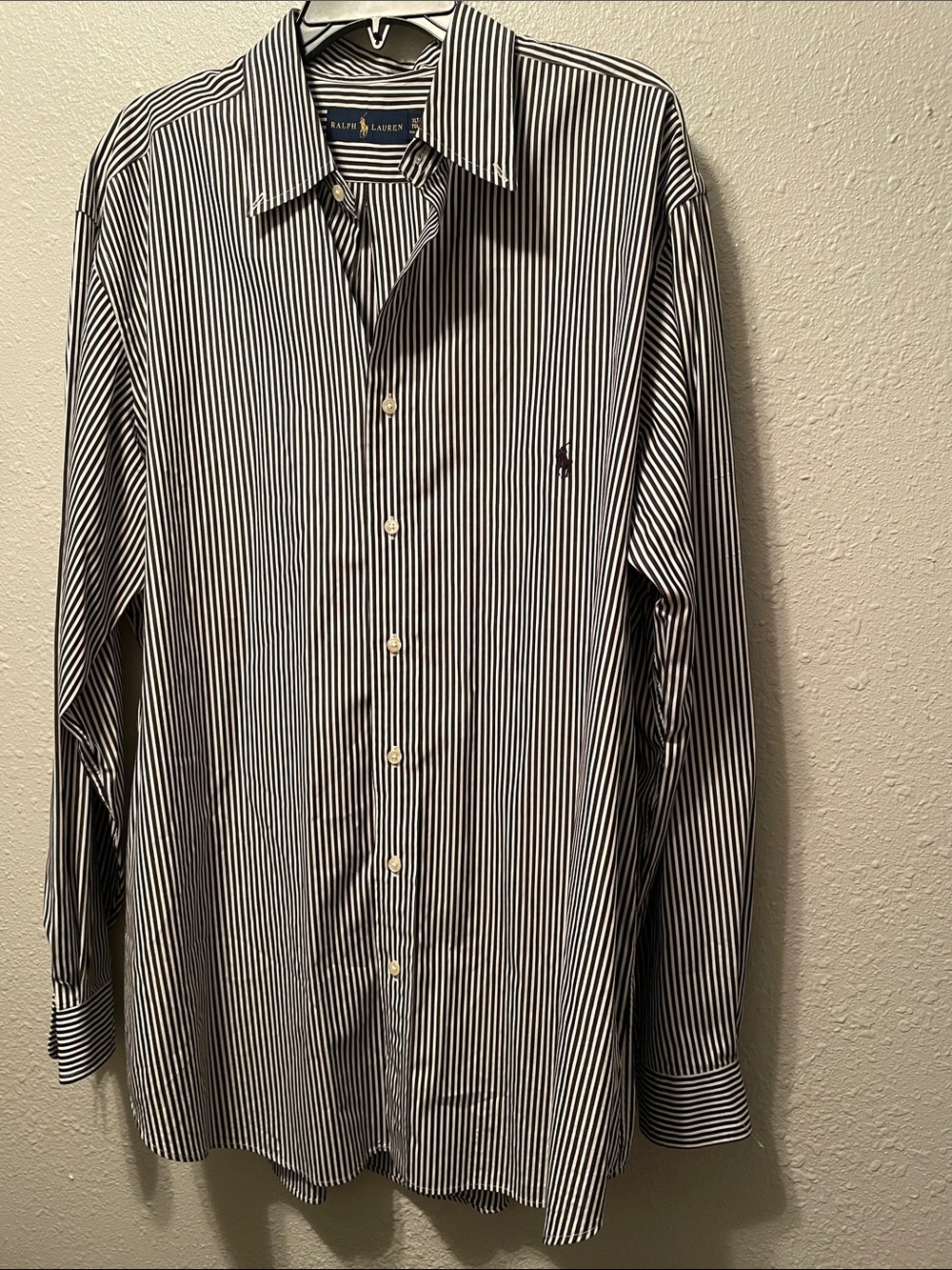 Ralph Lauren Men’s Black and White Vertical Stripe Button-Down Shirt